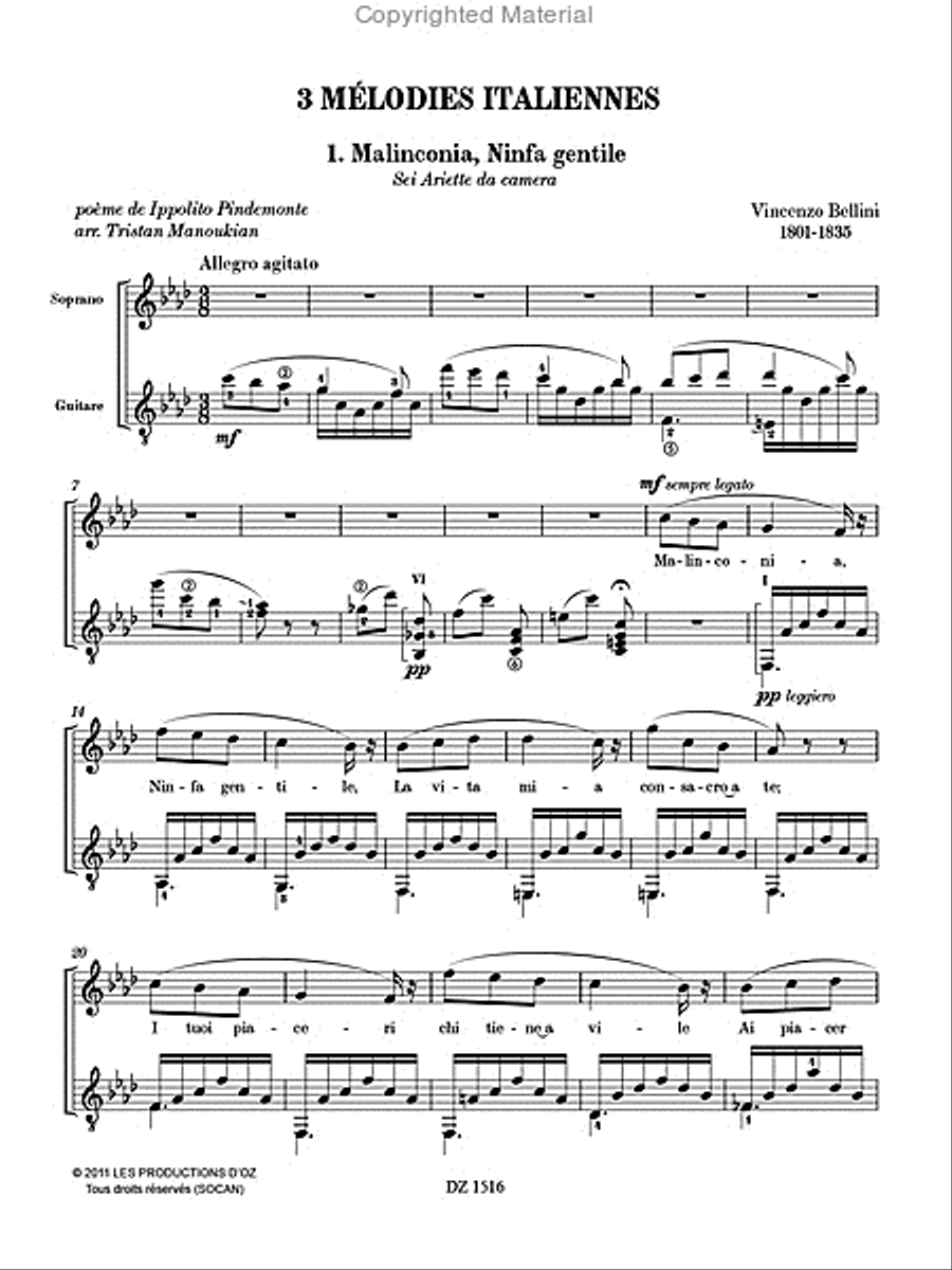 3 mélodies italiennes Classical Guitar scores gallery preview page 2