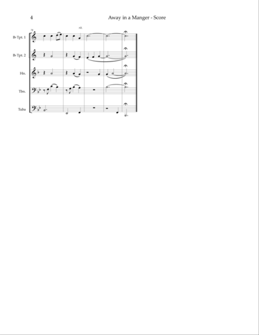 Away in a Manger (a medley of two tunes) - brass quintet image number null