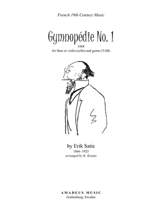 Gymnopedie No. 1 for flute or violin (+cello part) and guitar (+TAB)