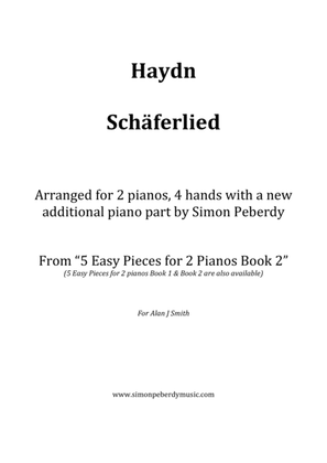 Book cover for Schäferlied by Haydn for 2 pianos (additional piano part by Simon Peberdy). Easy music for 2 pianos