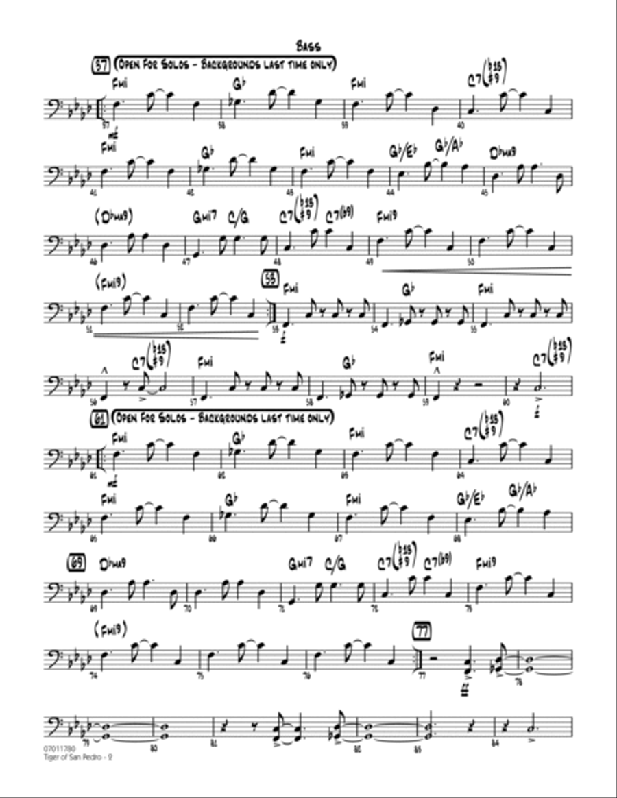 Tiger Of San Pedro - Bass Jazz Ensemble scores gallery preview page 2