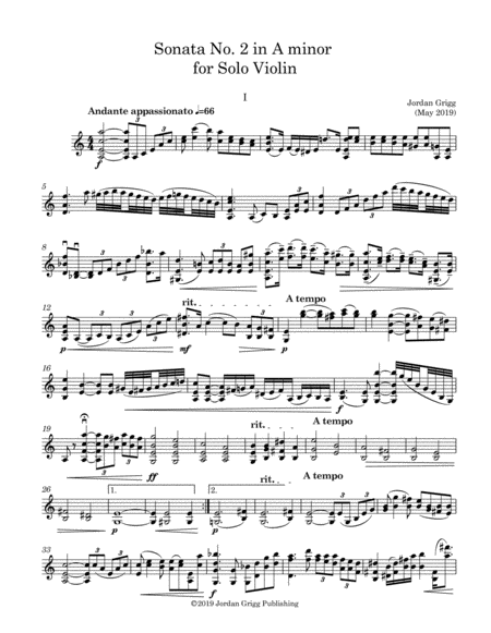 Sonata No 2 in A minor for Solo Violin image number null