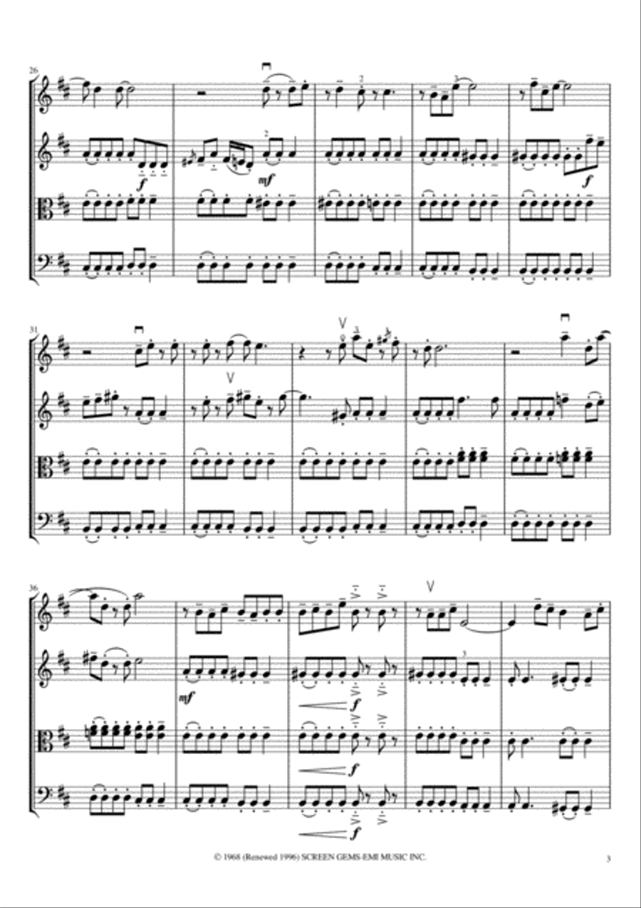 Hooked On A Feeling String Quartet scores gallery preview page 5