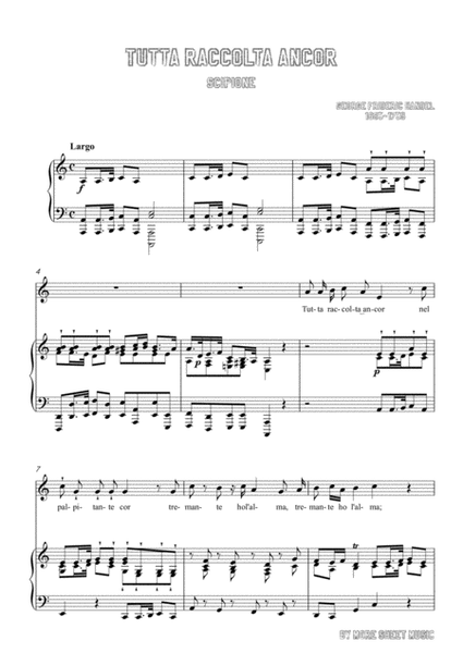 Handel-Tutta raccolta ancor in a minor,for Voice and Piano image number null