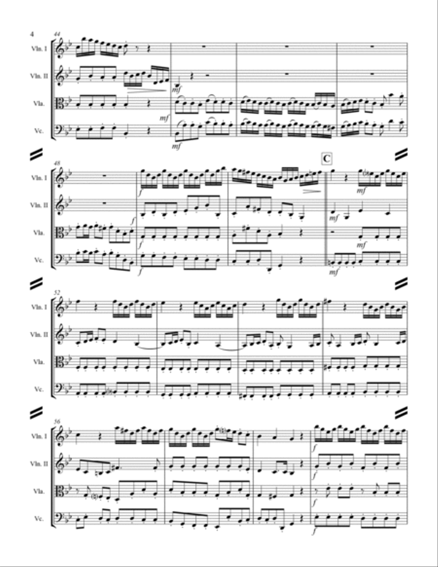 Arrival of the Queen of Sheba (for String Quartet) String Quartet scores gallery preview page 5