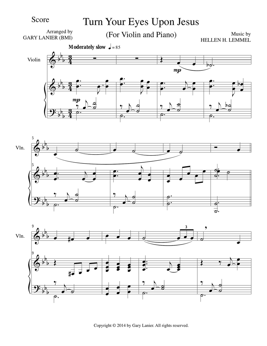 TURN YOUR EYES UPON JESUS, Violin & Piano (Score & Parts included) image number null