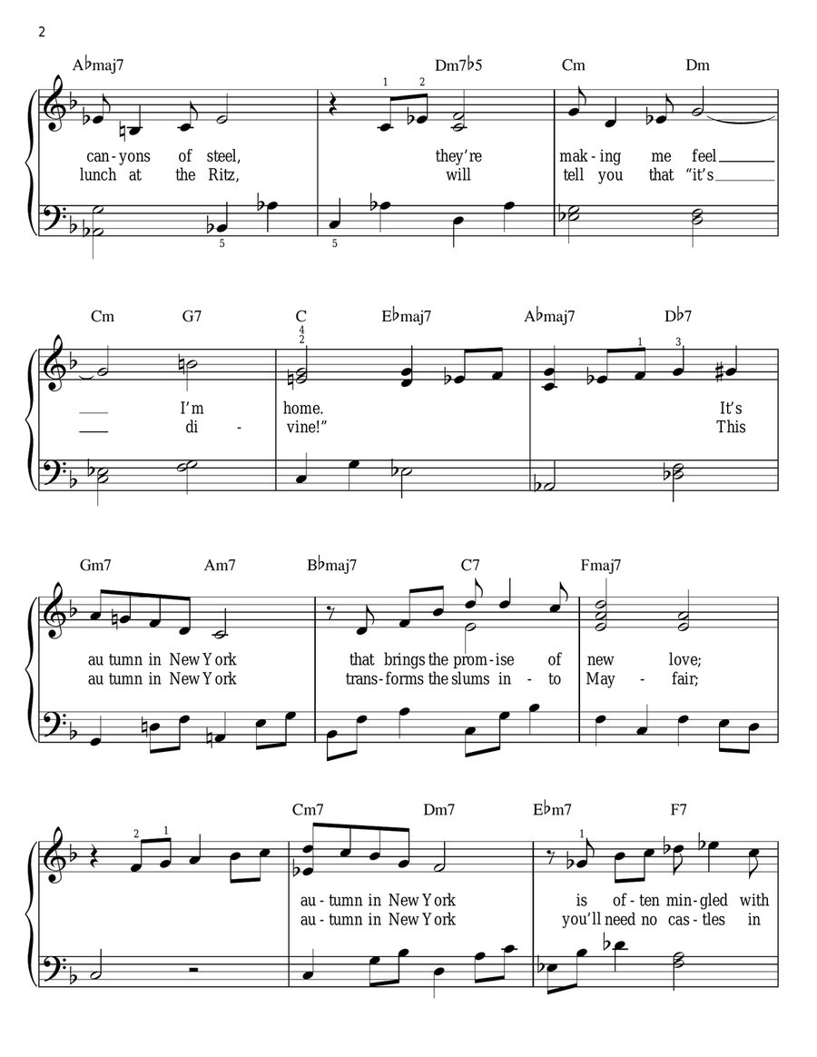 Autumn In New York Easy Piano scores gallery preview page 2
