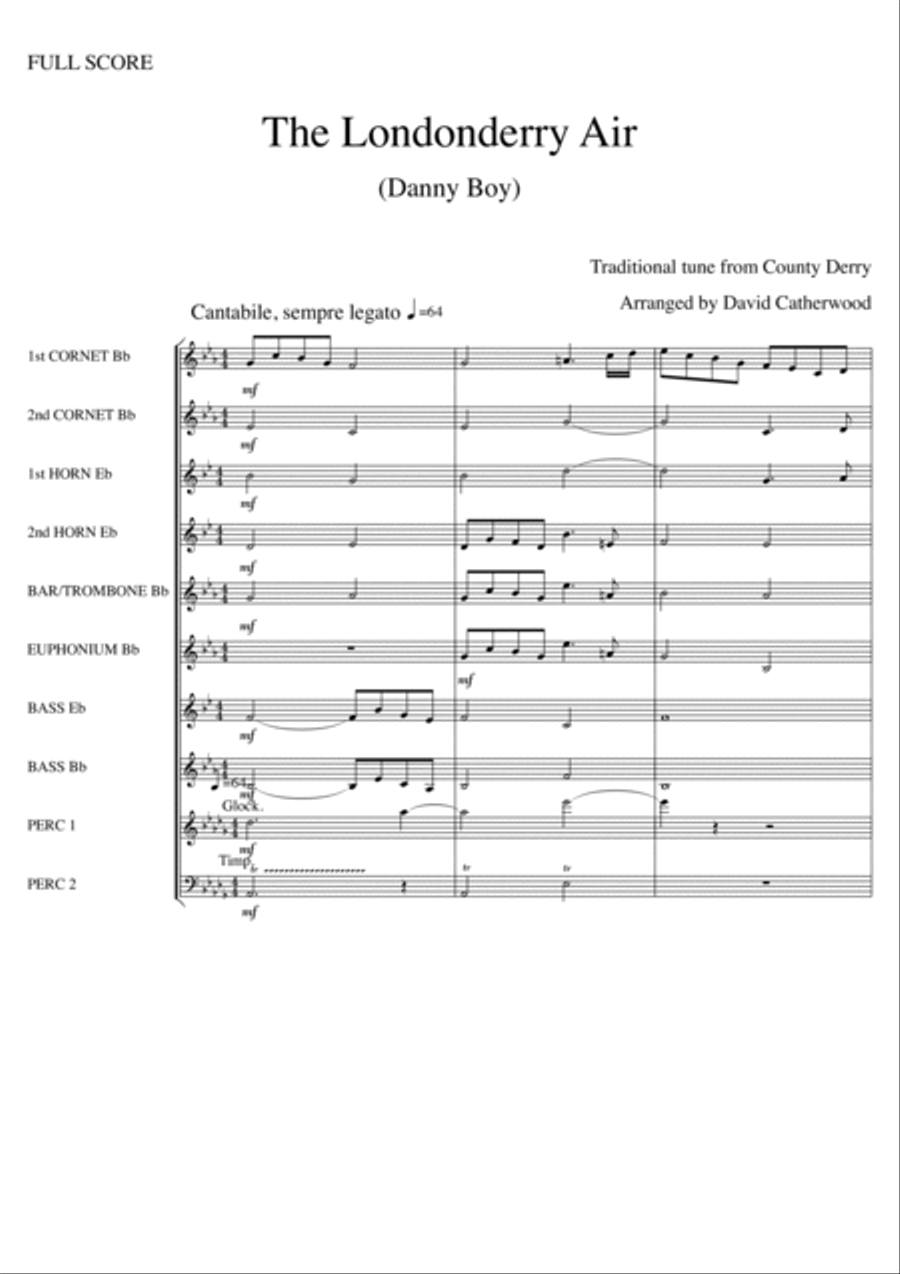 The Londonderry Air (Danny Boy) tune from County Derry arranged for Brass Quintet (or brass band) Brass Quintet scores gallery preview page 5