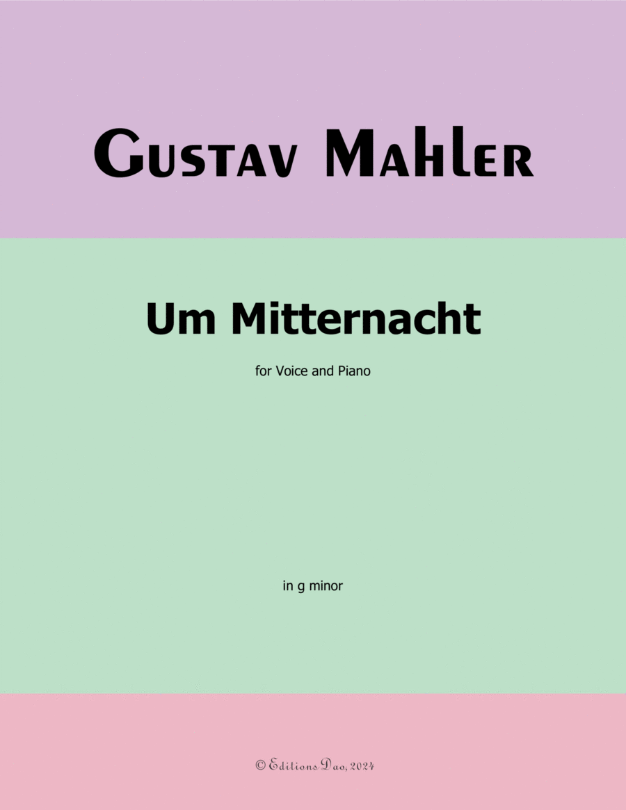 Um Mitternacht, by Mahler, in g minor Piano, Vocal scores gallery preview page 1