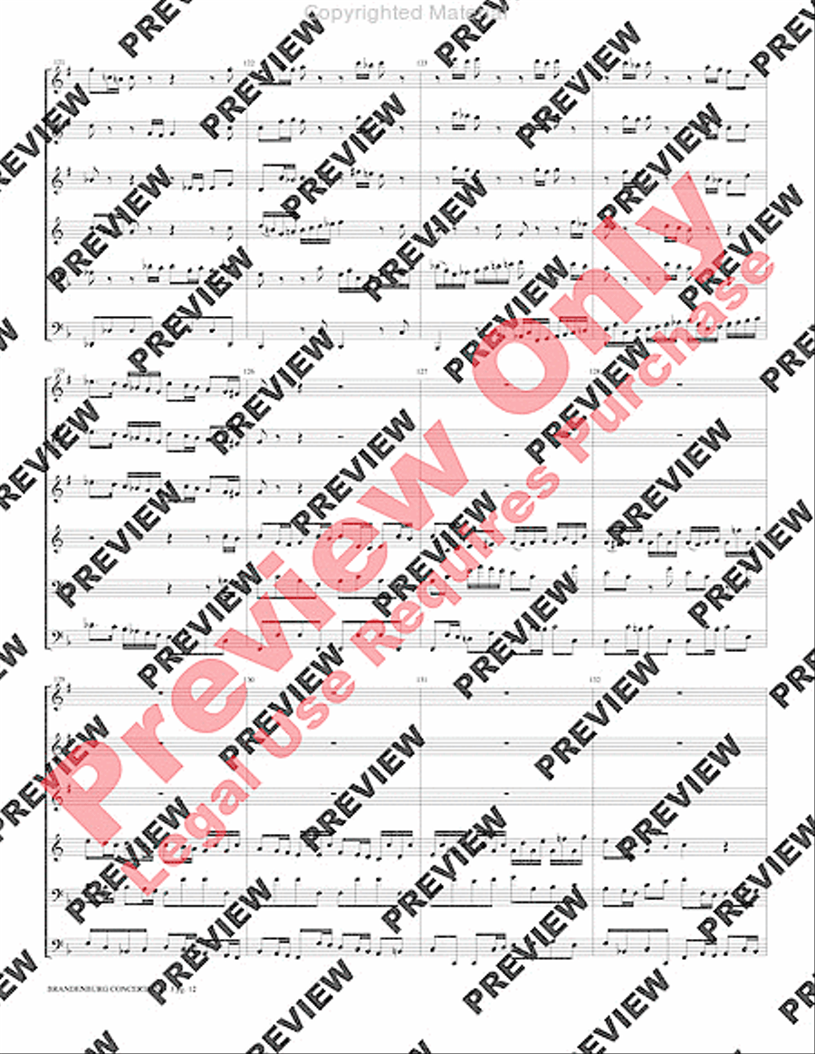 Brandenburg Concerto #3 Brass Quintet scores gallery preview page 13