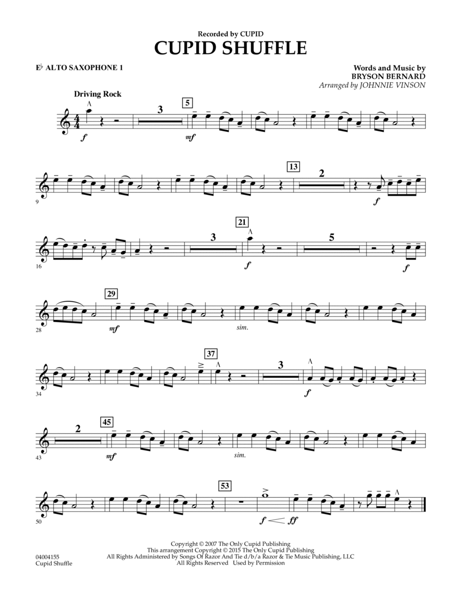 Cupid Shuffle - Eb Alto Saxophone 1 Concert Band scores gallery preview page 1