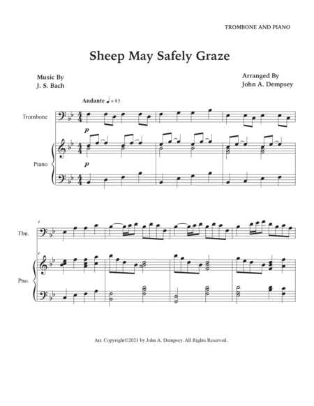 Sheep May Safely Graze (Trombone and Piano)