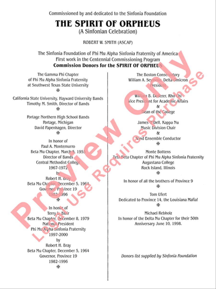 The Spirit of Orpheus (A Sinfonian Celebration) Concert Band scores gallery preview page 3