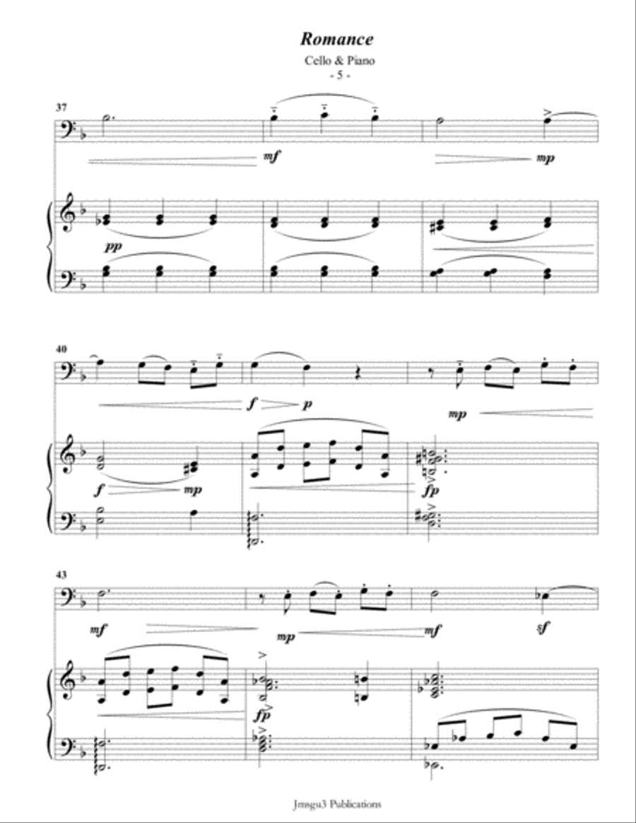 Saint-Saens: Romance for Cello & Piano Piano scores gallery preview page 5