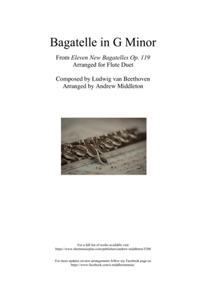 Book cover for Bagatelle in G Minor arranged for Flute Duet