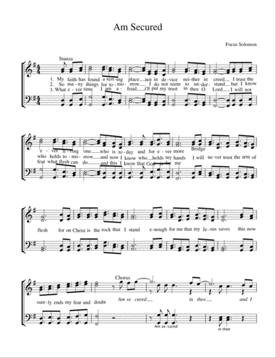 Am secured in thee Praise scores gallery preview page 1