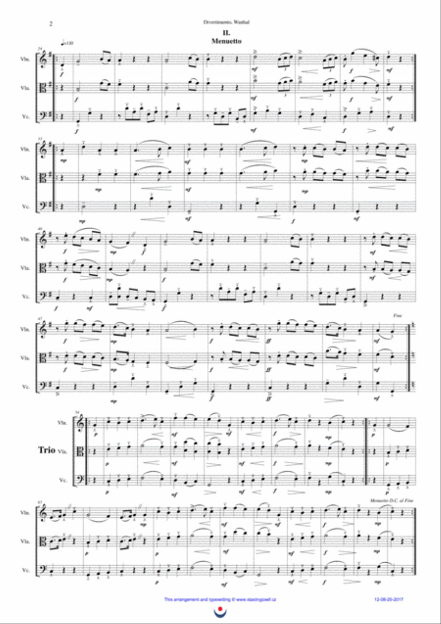 Divertimento (Cantabile, Menuetto, Allegro) String Trio scores gallery preview page 2