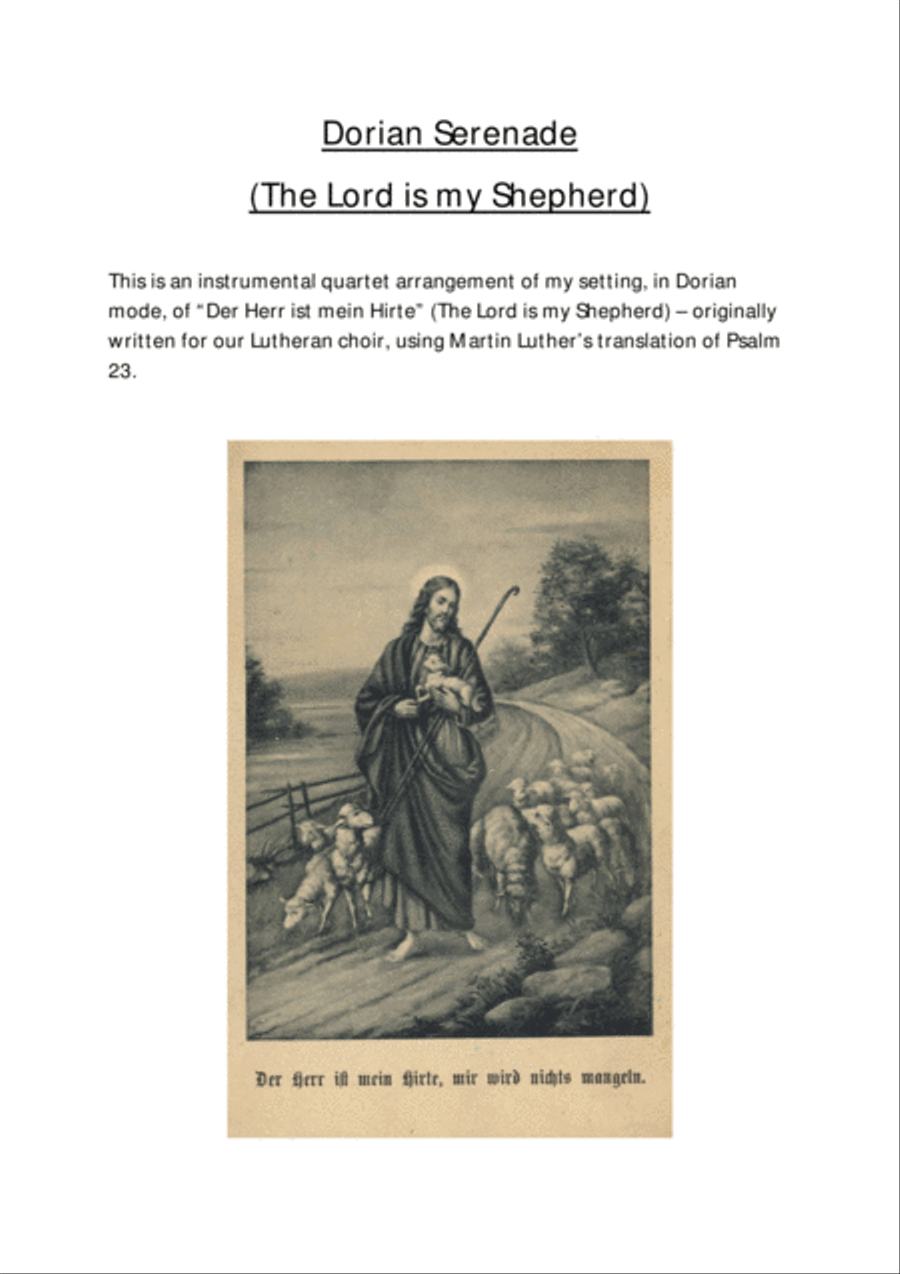 Dorian Serenade (The Lord is my Shepherd) for flute quartet (3 flutes and 1 alto flute) Flute Quartet scores gallery preview page 1