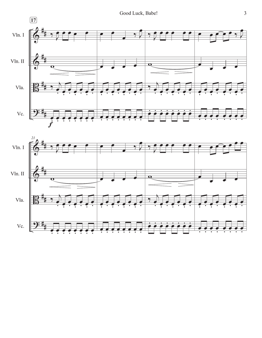 Good Luck, Babe! String Quartet scores gallery preview page 4