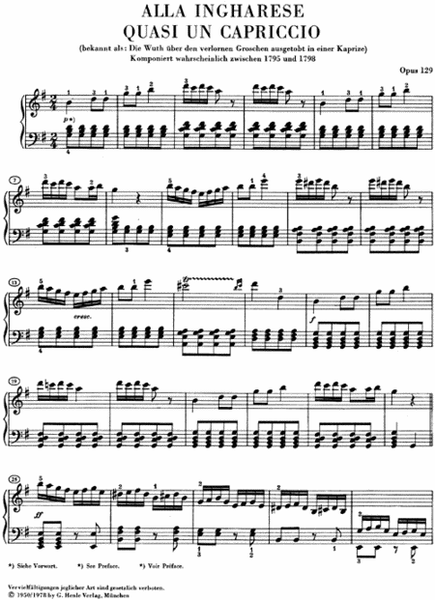 Alla Ingharese Quasi Un Capriccio G Major Op. 129 [The Rage Over the Lost Penny]