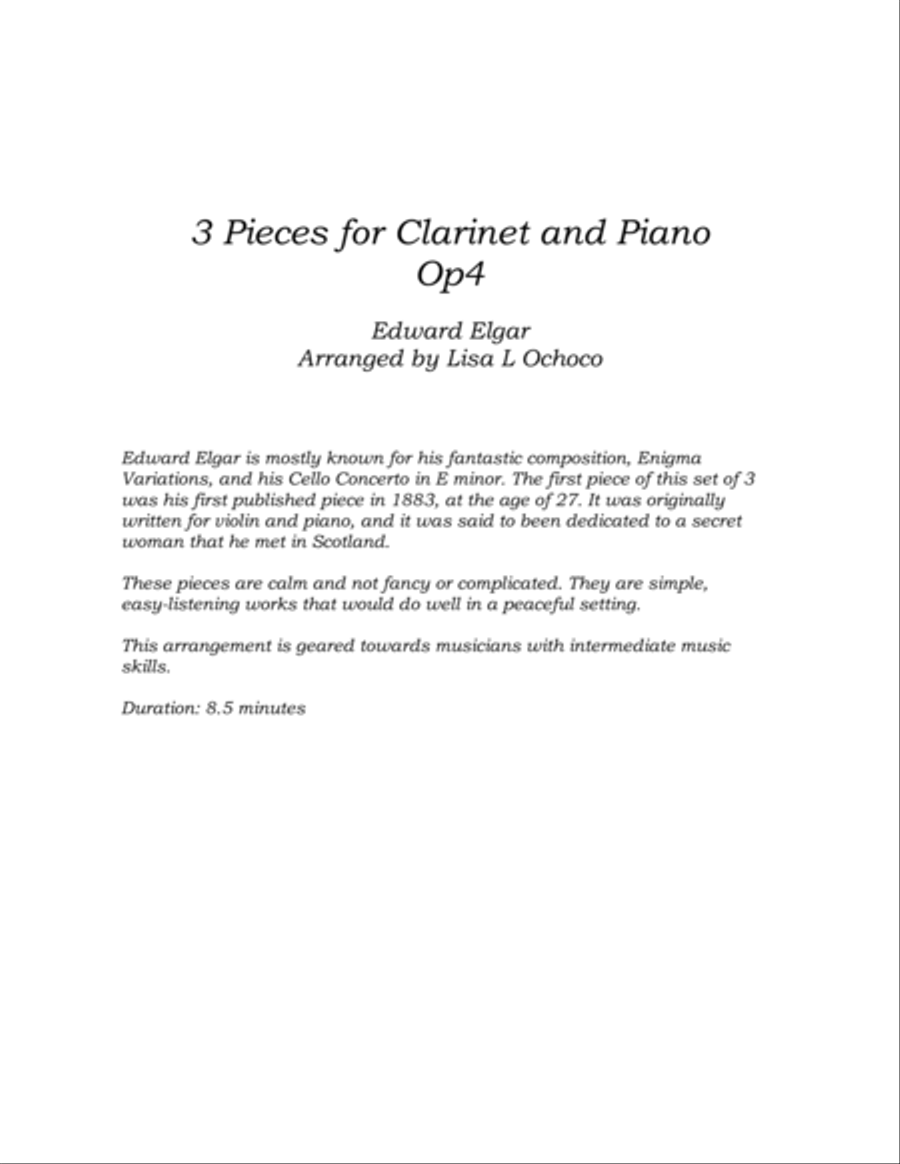 3 Pieces Op4 for Clarinet and Piano B-Flat Clarinet scores gallery preview page 4