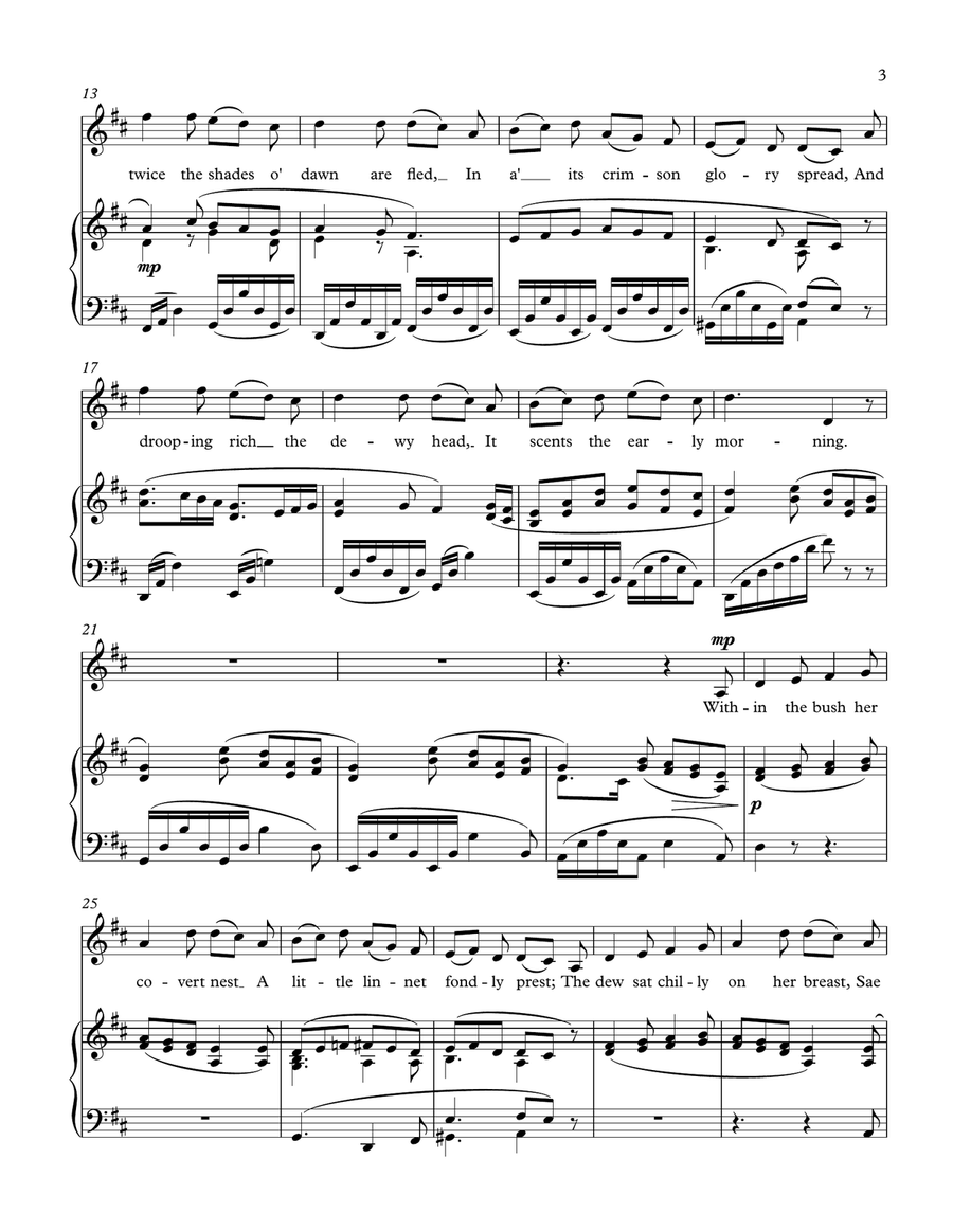 A Rosebud By My Early Walk (Burns) Piano, Vocal scores gallery preview page 3