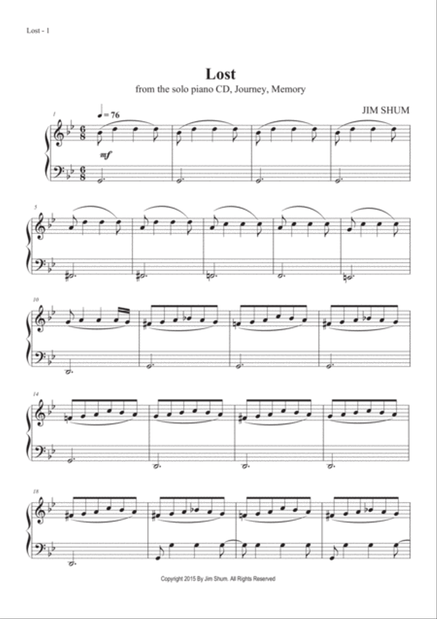 Lost Lost Piano Solo scores gallery preview page 3
