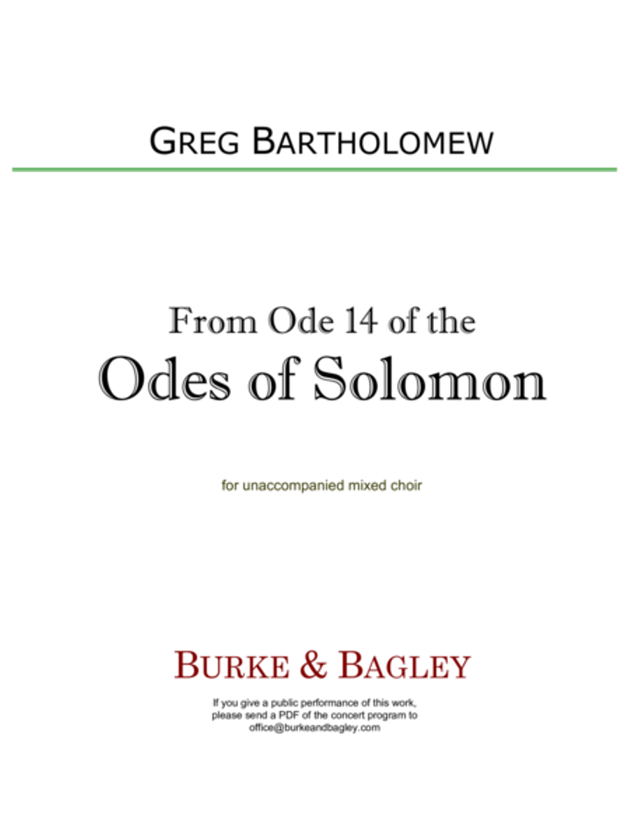 From Ode 14 of the Odes of Solomon 4-Part scores gallery preview page 1