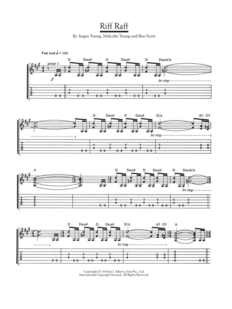 Riff Raff Guitar Tablature scores gallery preview page 1