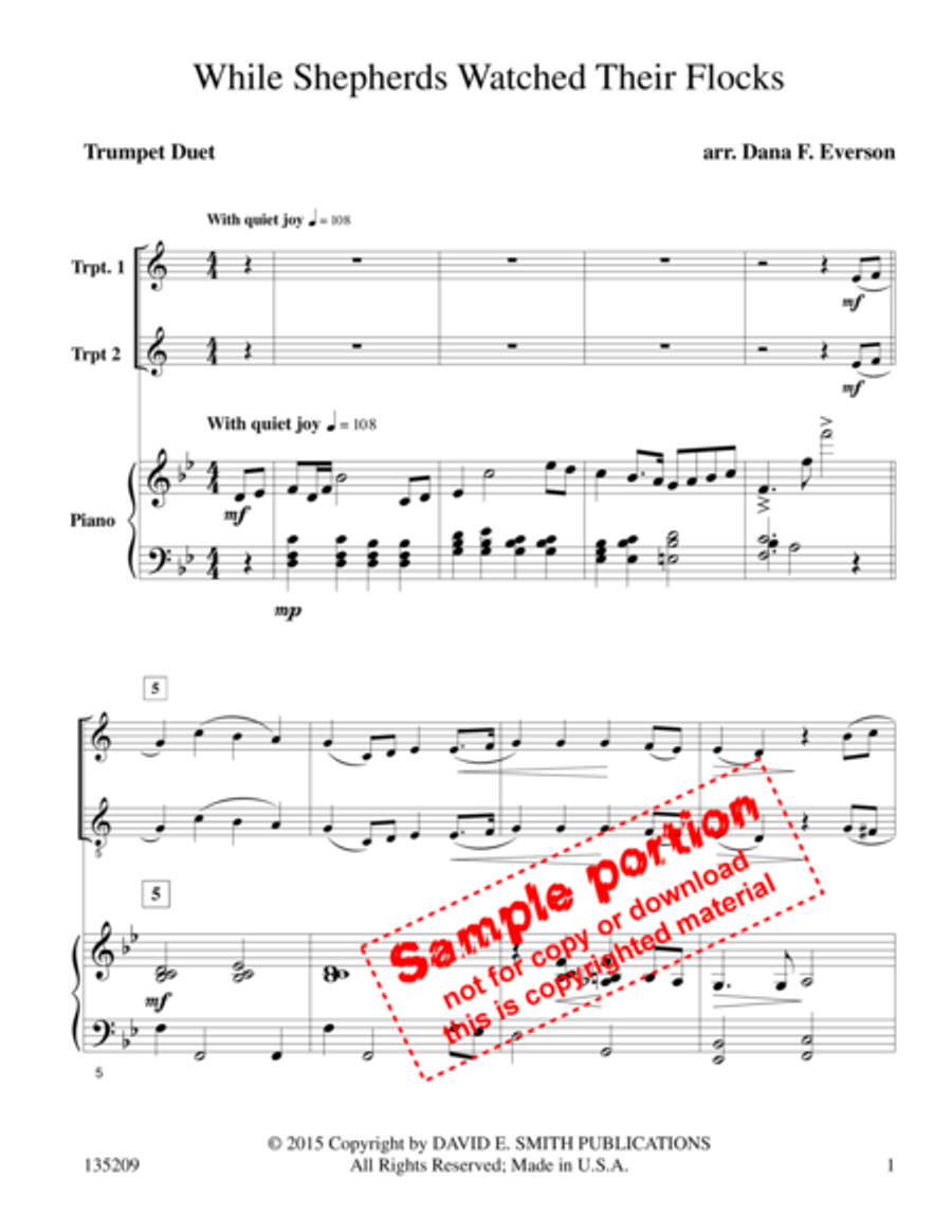 While Shepherds Watched Flocks By Night Brass Duet scores gallery preview page 2