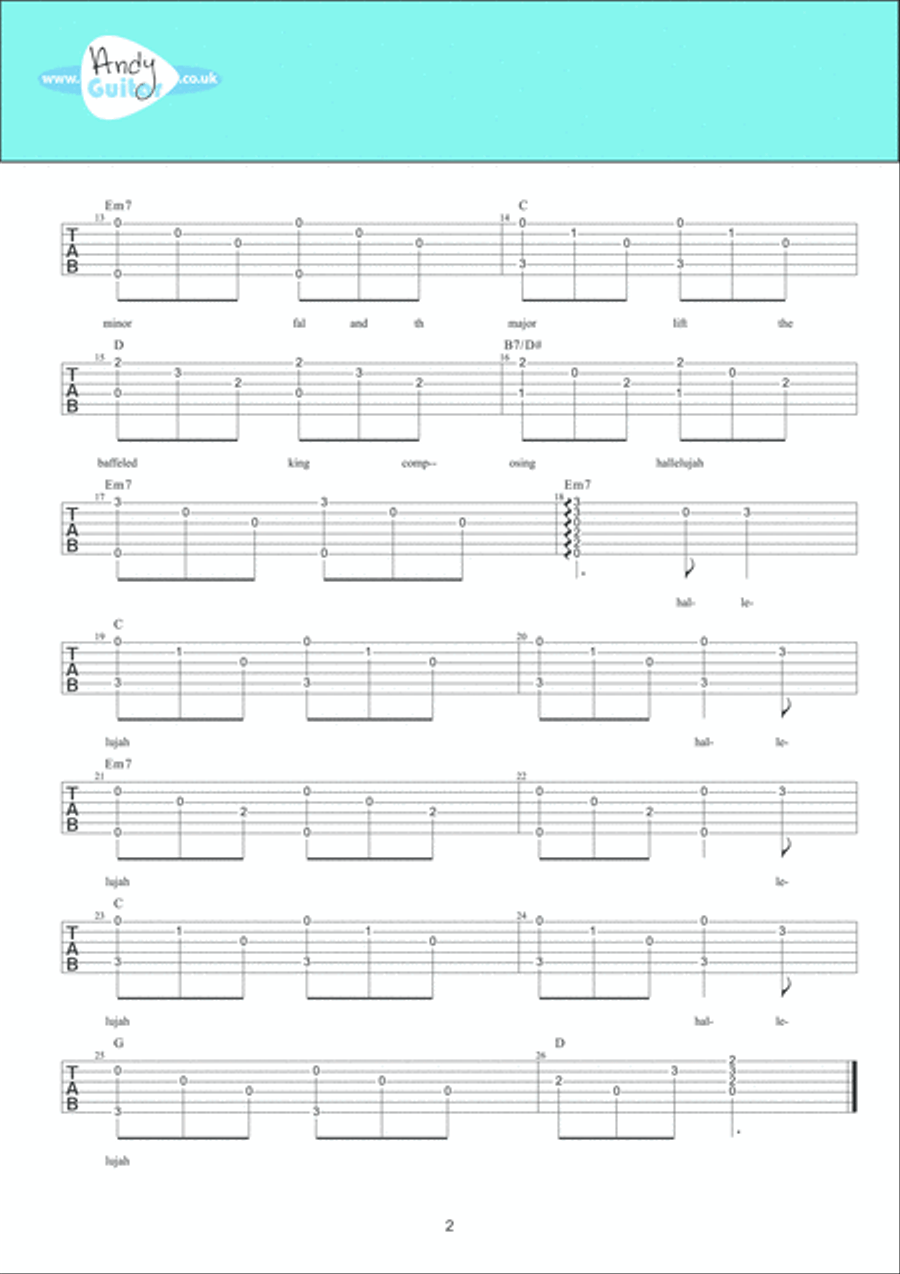Hallelujah Guitar scores gallery preview page 2