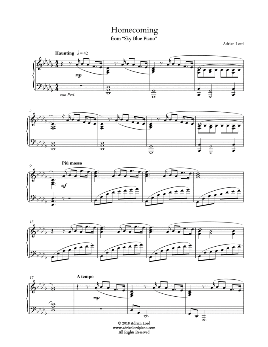 Homecoming Piano Solo scores gallery preview page 1