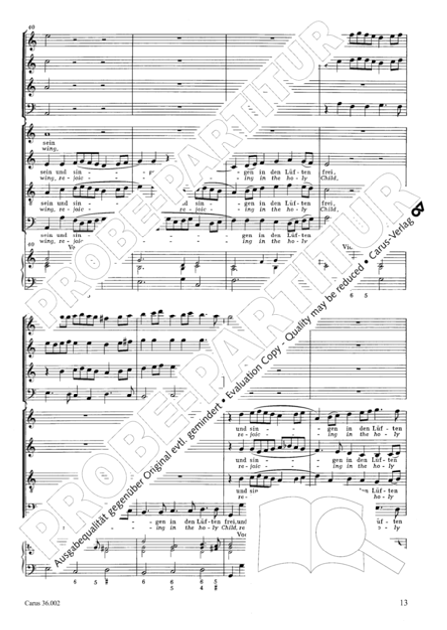 The newly born child (Das neugeborne Kindelein) 4-Part scores gallery preview page 14