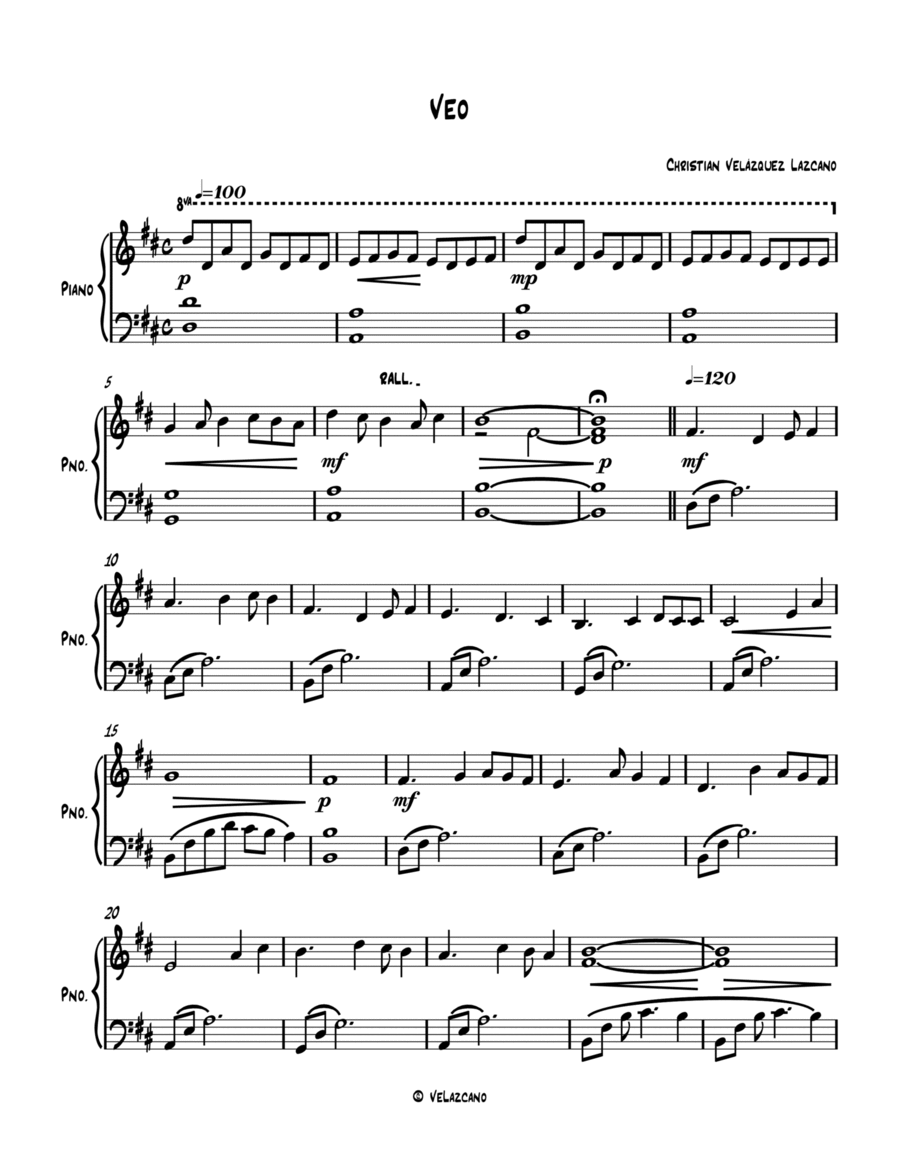 Veo / I see Piano Solo scores gallery preview page 1