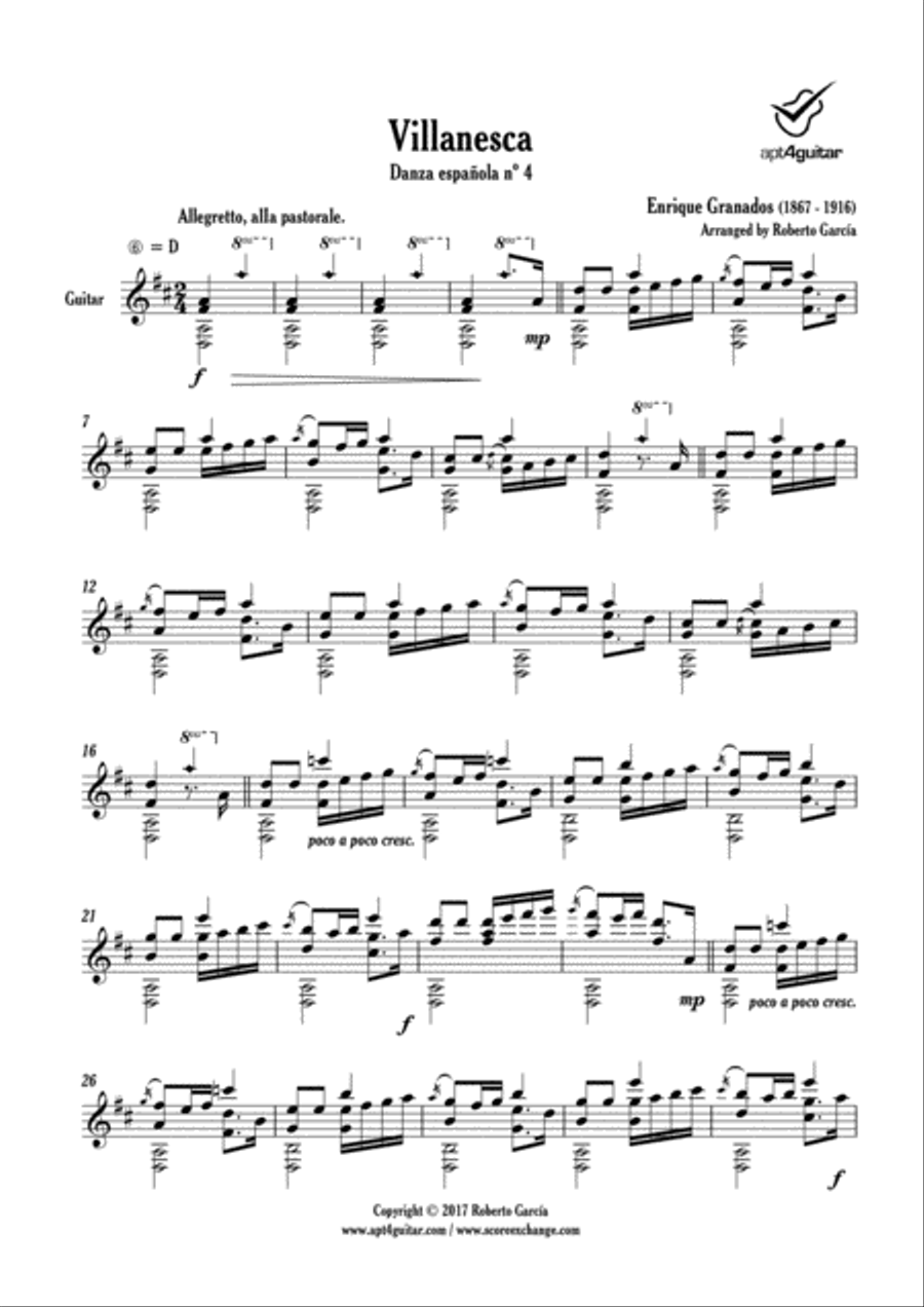 Villanesca Classical Guitar scores gallery preview page 2