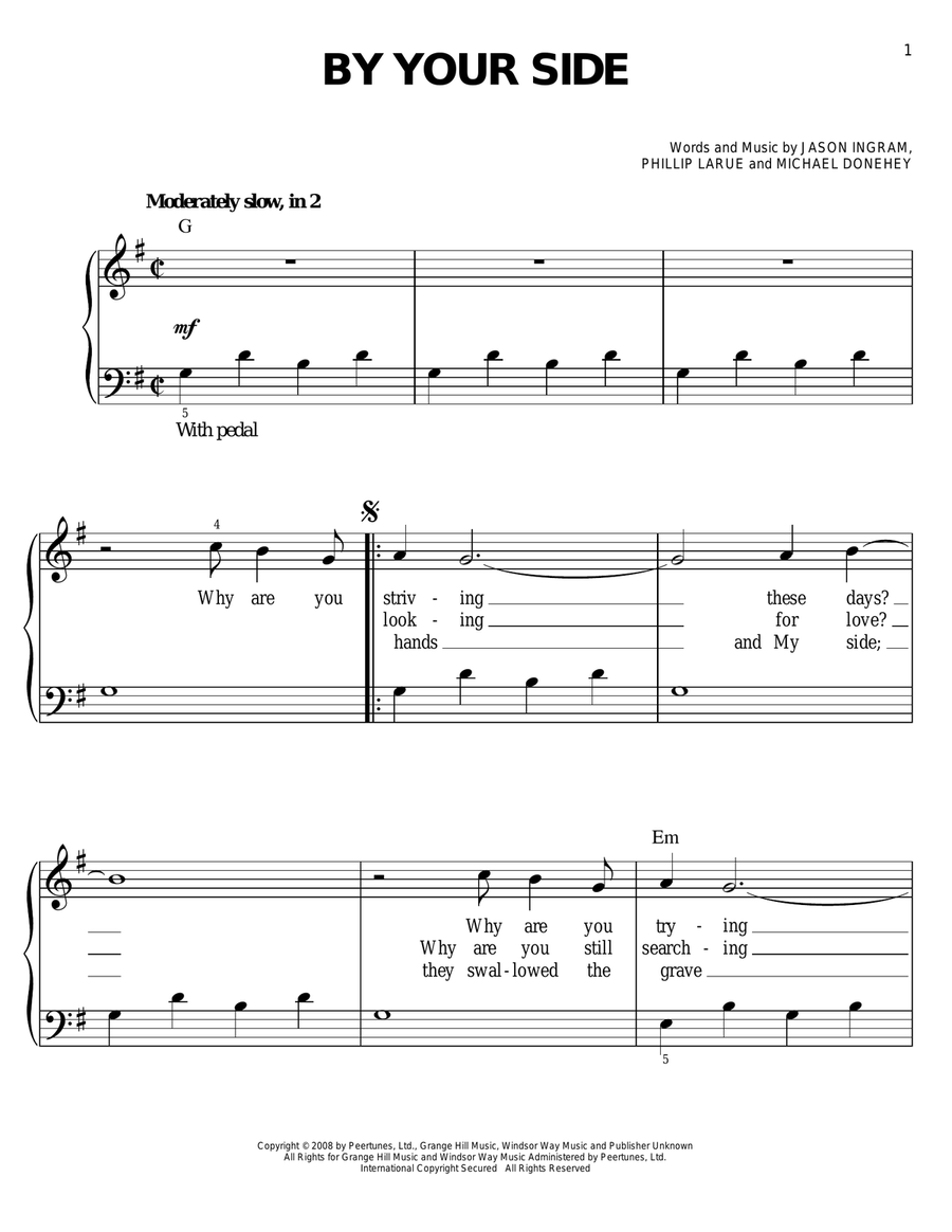 By Your Side By Your Side Easy Piano scores gallery preview page 1