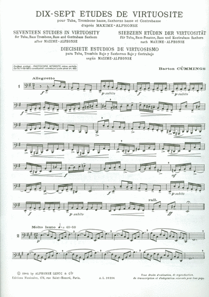 17 Etudes De Virtuosite (trombone-bass Solo)