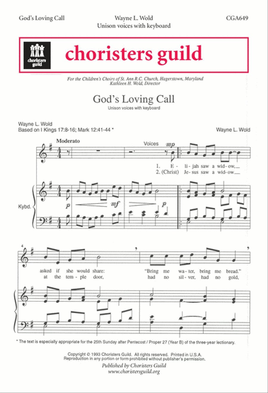 God's Loving Call God's Loving Call Unison Choir scores gallery preview page 1