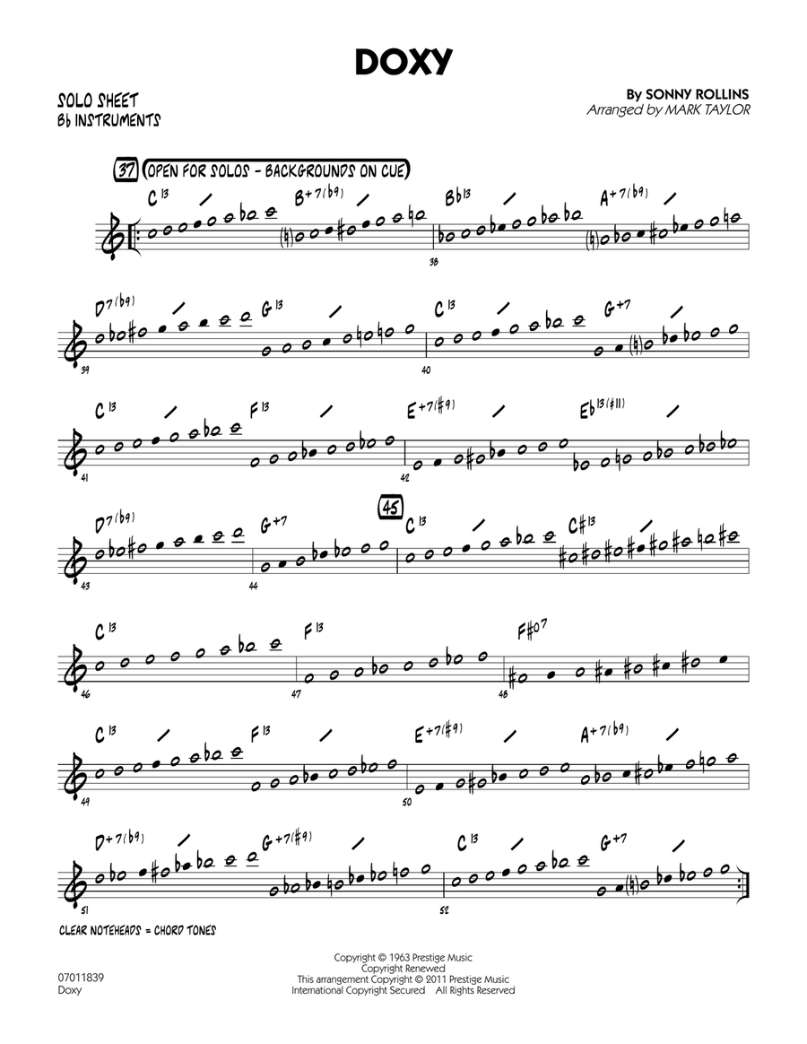 Doxy - Bb Solo Sheet Jazz Ensemble scores gallery preview page 1