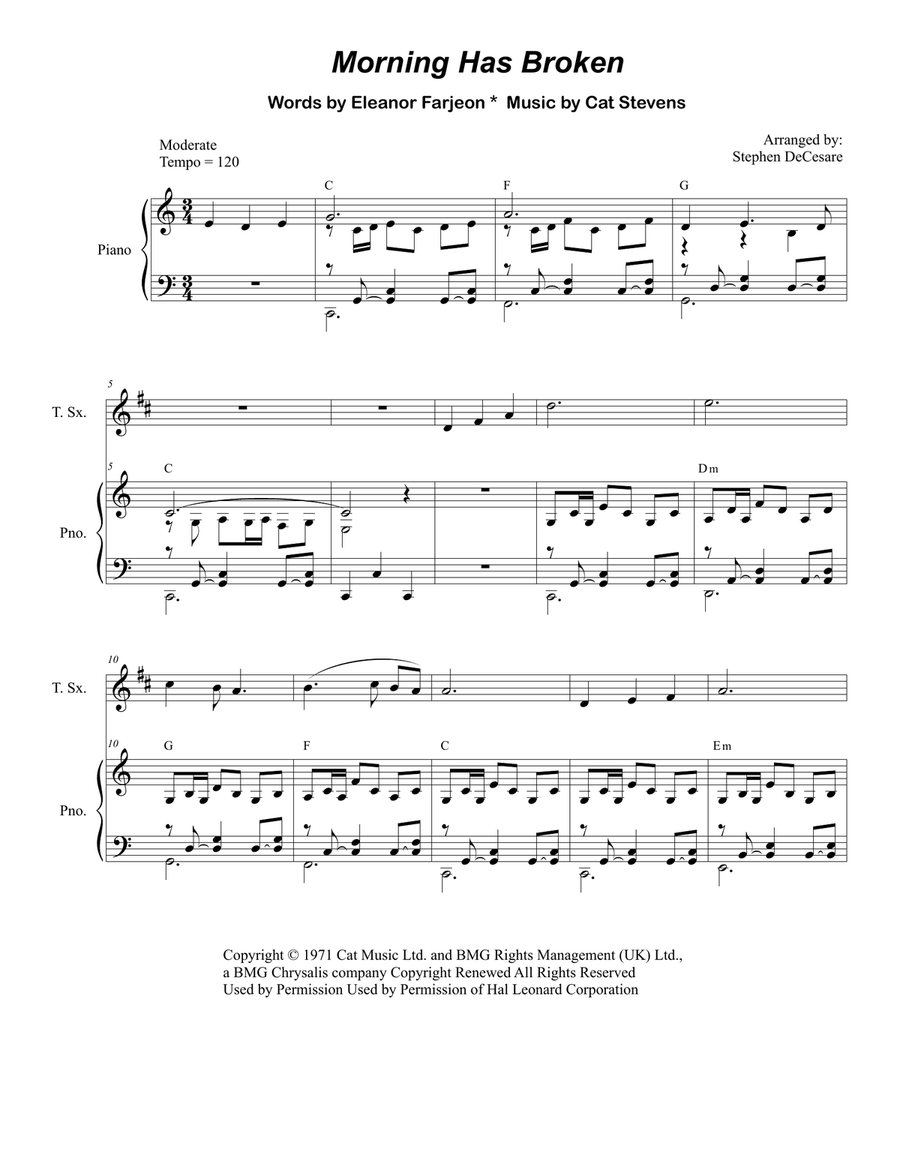 Morning Has Broken Woodwind Duet scores gallery preview page 1