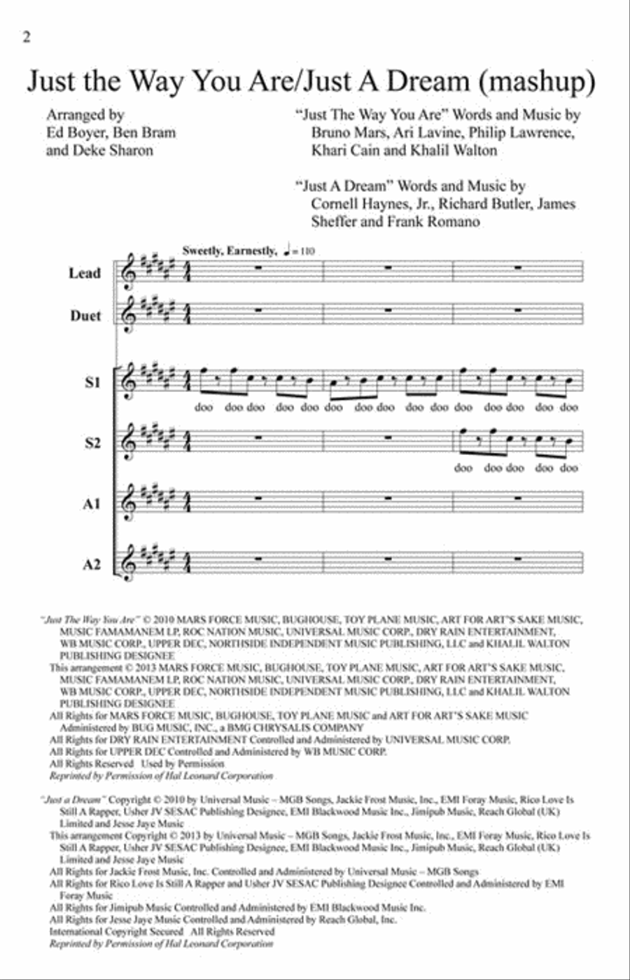 Just the Way You Are/Just a Dream SSAA scores gallery preview page 2