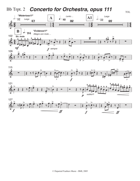 Concerto for Orchestra, opus 111 (2005) Trumpet part 2