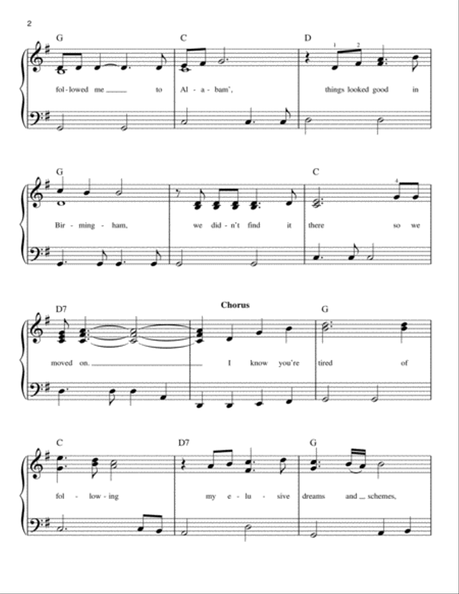My Elusive Dreams Easy Piano scores gallery preview page 2