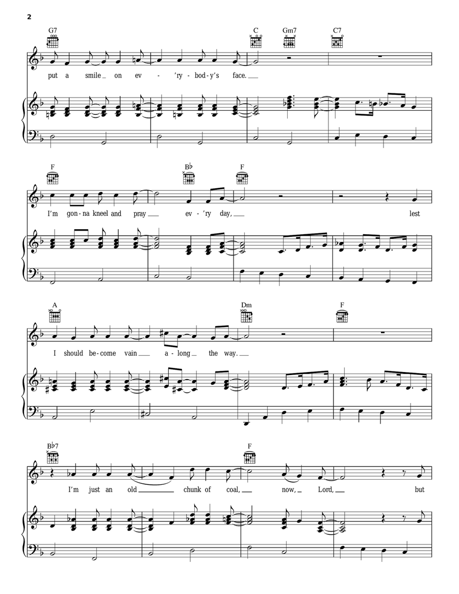 I'm Just An Old Chunk Of Coal Piano, Vocal, Guitar scores gallery preview page 2