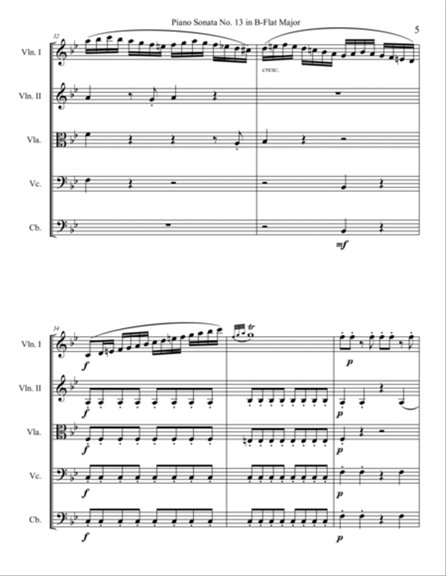 Piano Sonata No. 13, Movement 3 String Orchestra scores gallery preview page 5