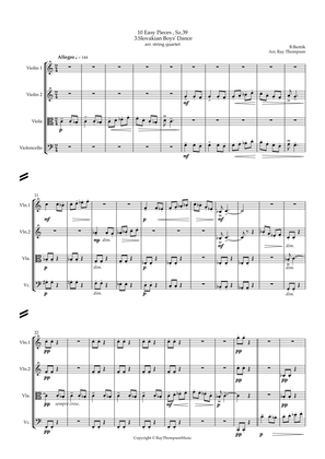 Book cover for Bartók: 10 Easy Pieces , Sz.39 3.Slovakian Boys' Dance - string quartet