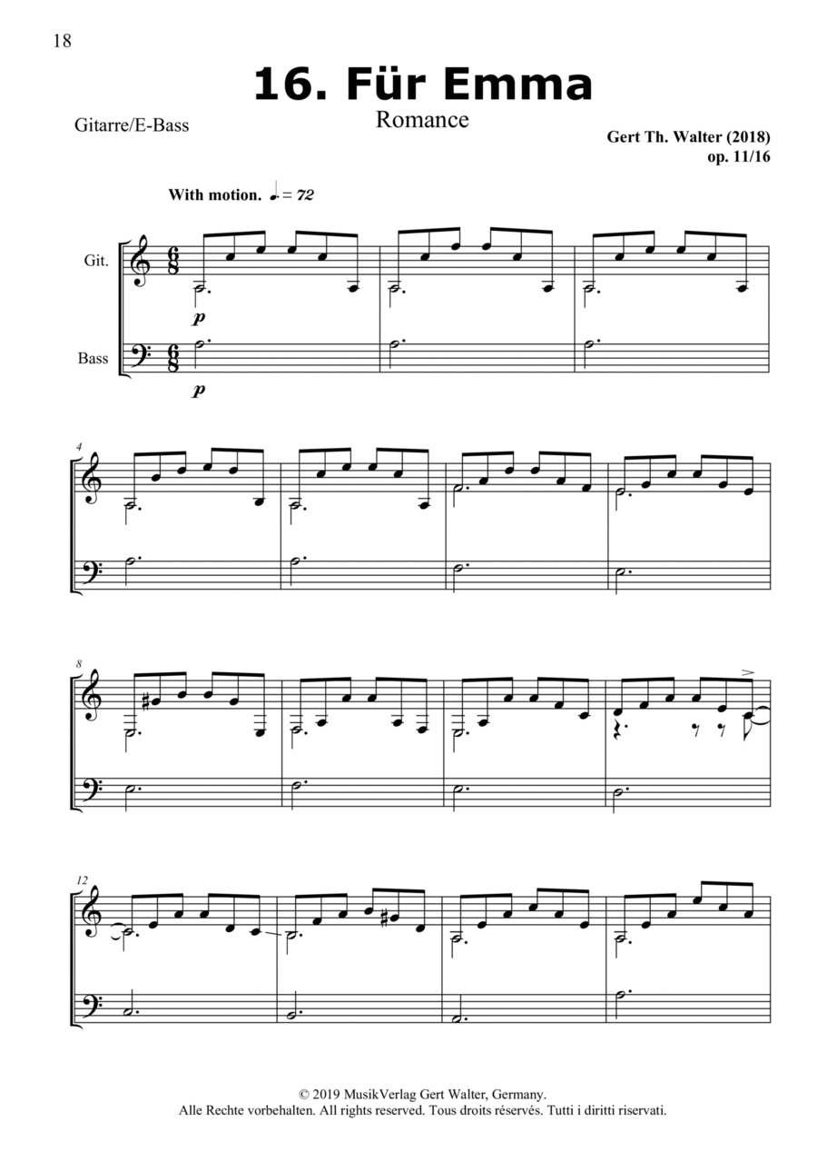 For Emma (from Guitar Pop Romanticists) Bass Guitar scores gallery preview page 1
