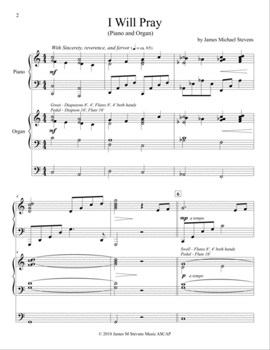 I Will Pray - Piano and Organ Piano scores gallery preview page 2