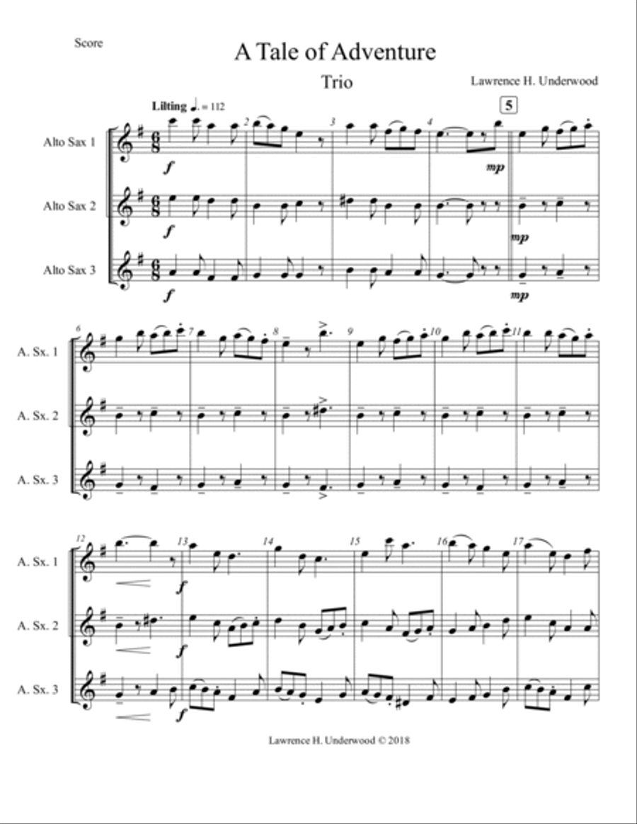 A Tale of Adventure Woodwind Trio scores gallery preview page 2
