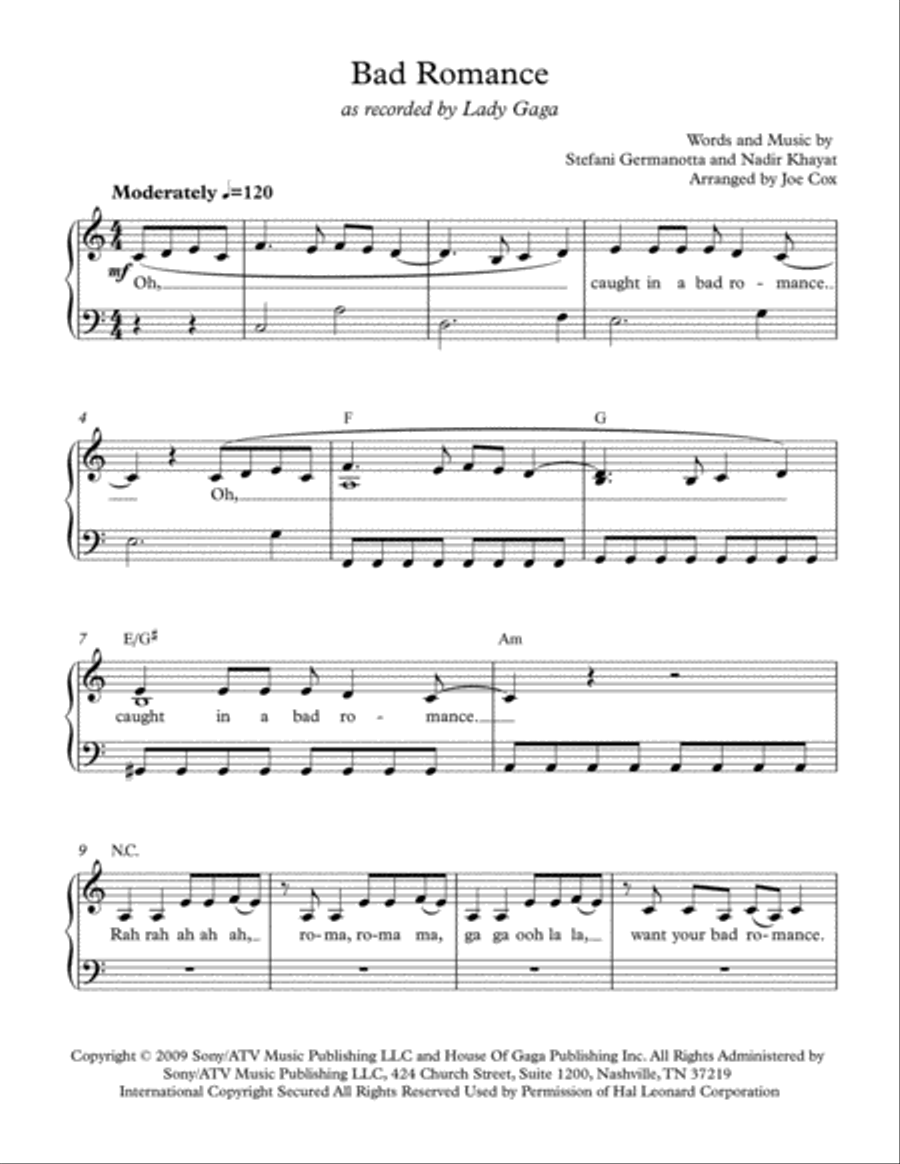 Bad Romance Bad Romance Voice scores gallery preview page 1
